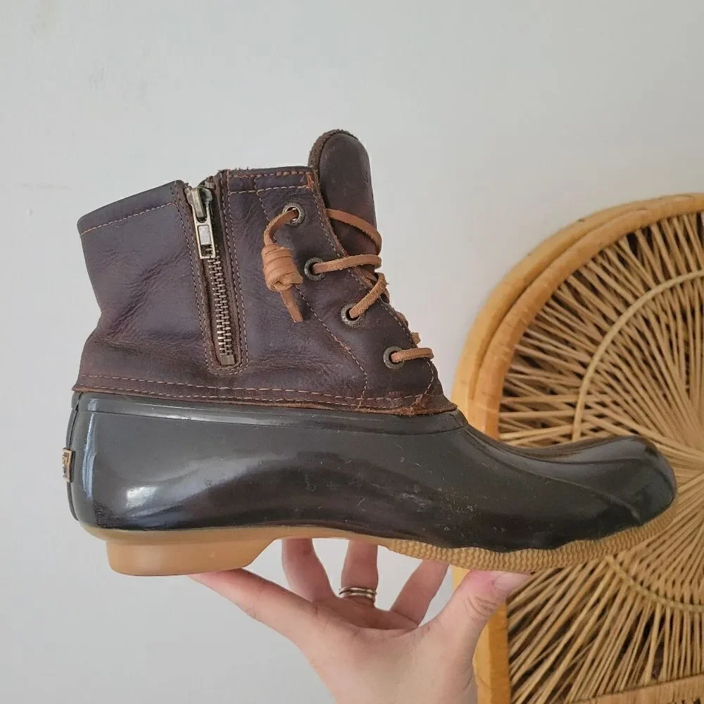 Sperry Topsider Saltwater Waterproof Leather Duck Boot Brown 10M